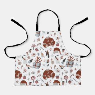 Retro Christmas Sweater Pattern Apron