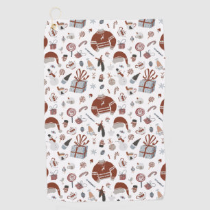 Retro Christmas Sweater Pattern  Golf Towel