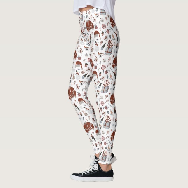 Retro Christmas Sweater Pattern  Leggings (Left)