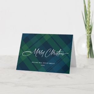 Retro Christmas Tartan Plaid Corporate Greeting Holiday Card