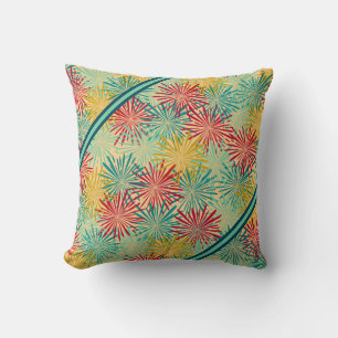 Retro Christmas Tinsel PomPoms (Tropical Colours) Cushion