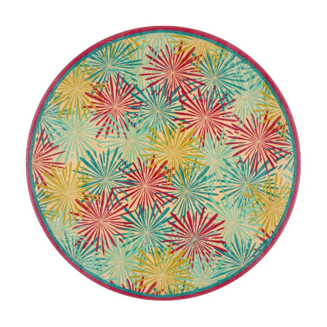 Retro Christmas Tinsel PomPoms (Tropical Colours) Cutting Board (Front)