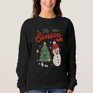 Retro Christmas Tis The Season Christmas Tree Snow Sweatshirt