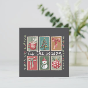 Retro Christmas Tis The Season Cosy Winter Santa  Holiday Card