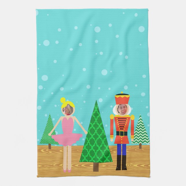Retro Christmas Toy Parade Photo Kitchen Towel (Vertical)