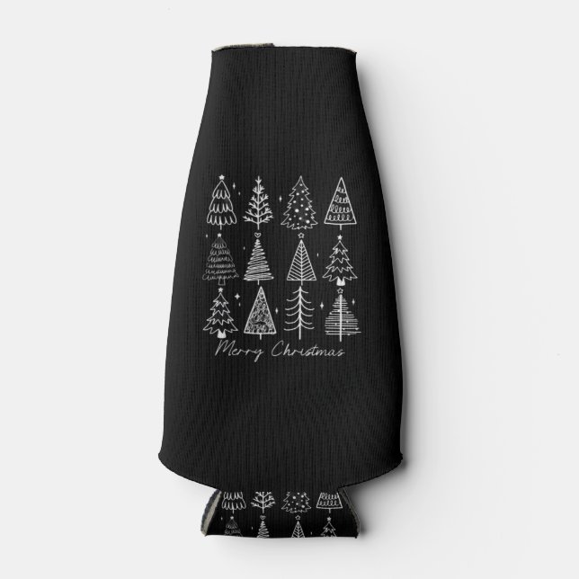 Retro Christmas Tree Classic Bottle Cooler (Front)