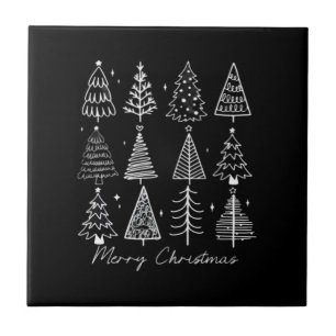 Retro Christmas Tree Classic Ceramic Tile