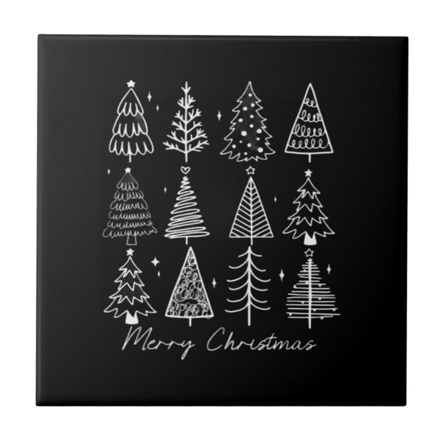 Retro Christmas Tree Classic Ceramic Tile (Front)