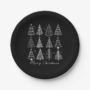 Retro Christmas Tree Classic Paper Plate