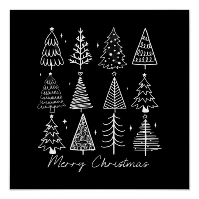 Retro Christmas Tree Classic Poster (Front)