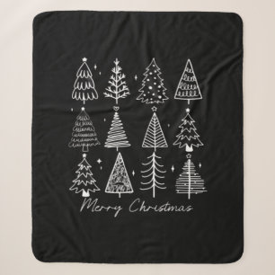 Retro Christmas Tree Classic Sherpa Blanket