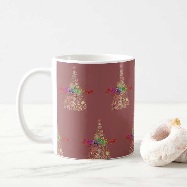 Retro Christmas Tree Coffee Mug (With Donut)
