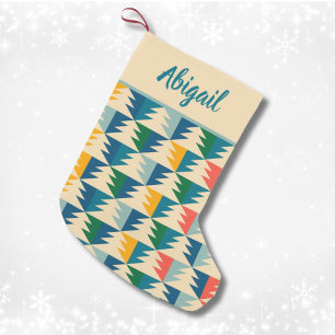 Retro Christmas Tree Custom Small Christmas Stocking