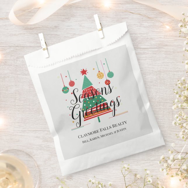 Retro Christmas Tree Customisable Favour Bag (Clipped)