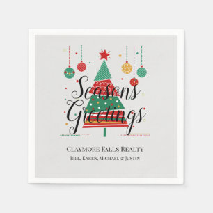 Retro Christmas Tree Customisable Napkin