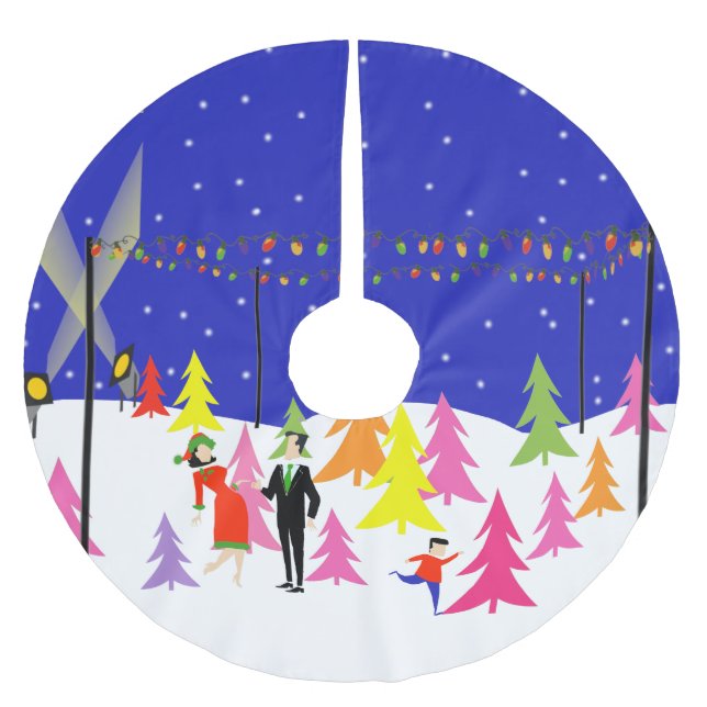 Retro Christmas Tree Farm Christmas Tree Skirt (Front)
