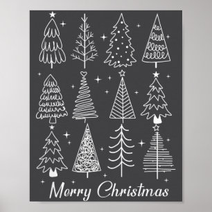 Retro Christmas Tree,funny Christmas Design Tee Wo Poster