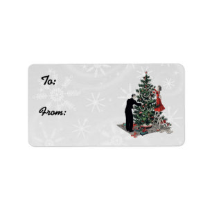Retro Christmas Tree Gift Tags