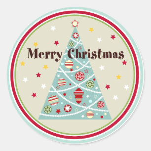Retro Christmas Tree Holiday Stickers
