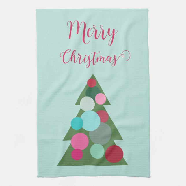 Retro Christmas Tree Kitchen Towel (Vertical)