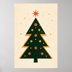 Retro Christmas Tree Mid-Century Poster