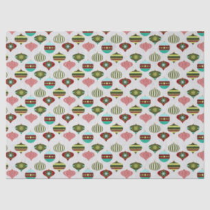 Retro Christmas Tree Ornaments on White Decoupage Tissue Paper