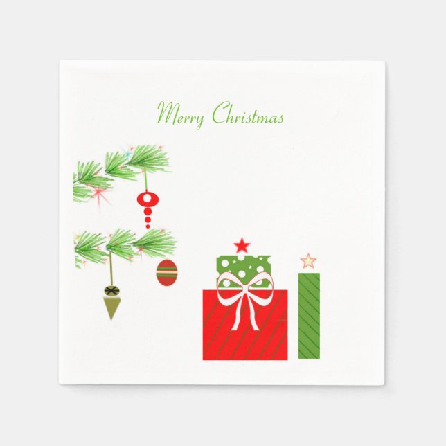 Retro Christmas Tree Paper Napkins (Front)