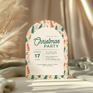 Retro Christmas Tree Party Arch Invitation