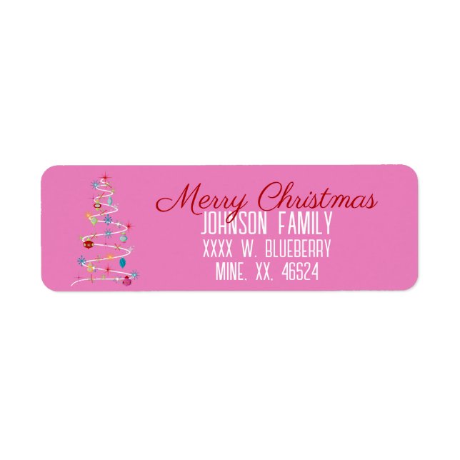 Retro Christmas Tree Return Address Label (Front)