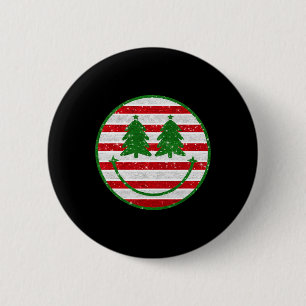 Retro Christmas Tree Smile Face Xmas Womens Teens 6 Cm Round Badge