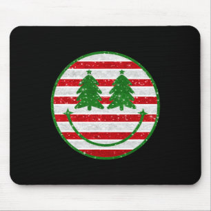 Retro Christmas Tree Smile Face Xmas Womens Teens Mouse Pad