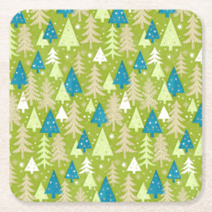 Retro Christmas Trees 4" Coasters