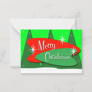 Retro Christmas Trees Greetings Card