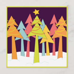 Retro Christmas Trees Holiday Party Invitation