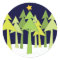 Retro Christmas Trees Holiday Round Sticker