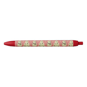 Retro Christmas trees holly berry star candy cane Black Ink Pen