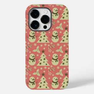 Retro Christmas trees holly berry star candy cane Case-Mate iPhone 14 Pro Case