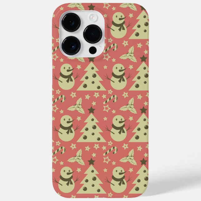 Retro Christmas trees holly berry star candy cane  Case-Mate iPhone Case (Back)