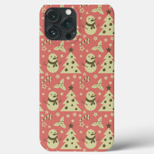 Retro Christmas trees holly berry star candy cane  iPhone 13 Pro Max Case