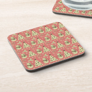 Retro Christmas trees holly berry star candy cane Coaster