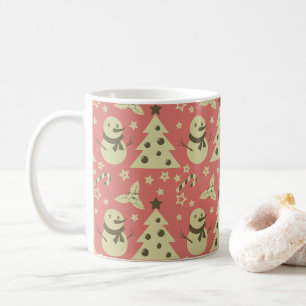 Retro Christmas trees holly berry star candy cane  Coffee Mug