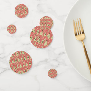 Retro Christmas trees holly berry star candy cane Confetti
