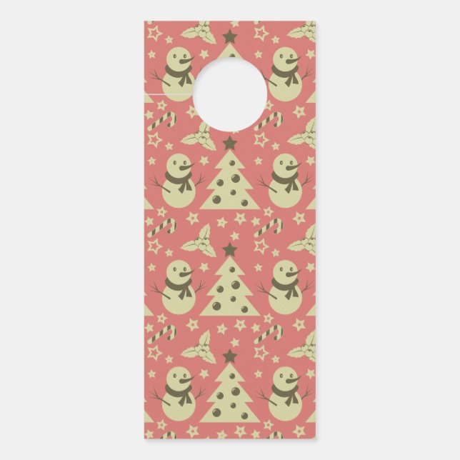 Retro Christmas trees holly berry star candy cane  Door Hanger (Front)