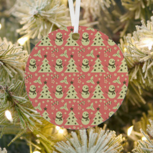 Retro Christmas trees holly berry star candy cane Metal Tree Decoration
