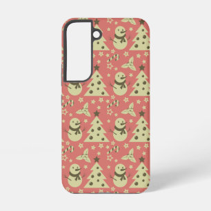 Retro Christmas trees holly berry star candy cane Samsung Galaxy Case