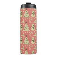 Retro Christmas trees holly berry star candy cane 