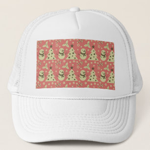 Retro Christmas trees holly berry star candy cane  Trucker Hat
