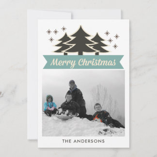 Retro Christmas Trees I Photo Christmas Greeting Holiday Card