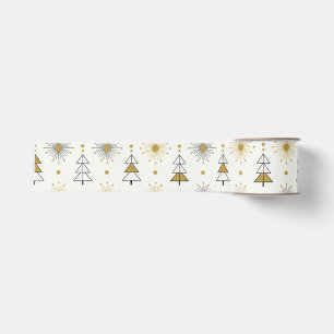 “Retro Christmas Trees Mid Century Modern Grosgrain Ribbon