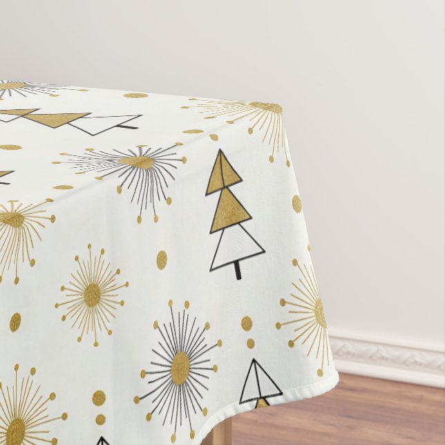 “Retro Christmas Trees | Mid Century Modern Tablecloth (In Situ)